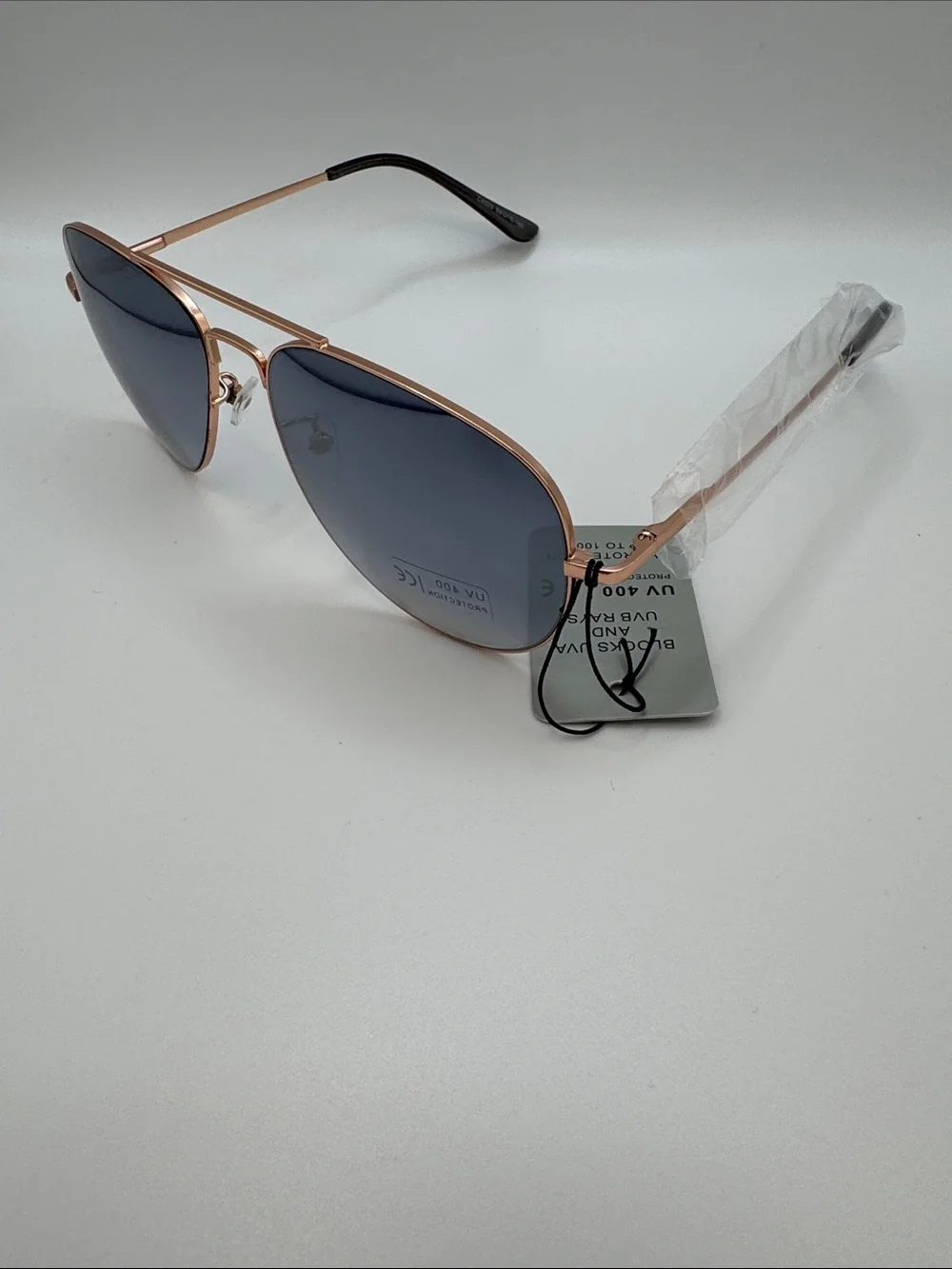 Bershka Rose Gold Frame Sunglasses with Gradient Blue Lenses